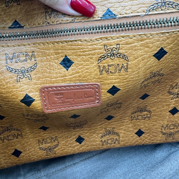 MCM Vintage Visetos Monogram Cognac Large Shopper Tote Carryall Shoulder Bag EUC - Picture 15 of 17